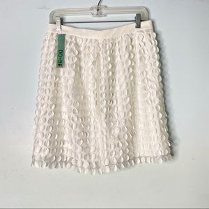 Do+Be White Tulle Dot Mesh Layered Mini Skirt Large NWT